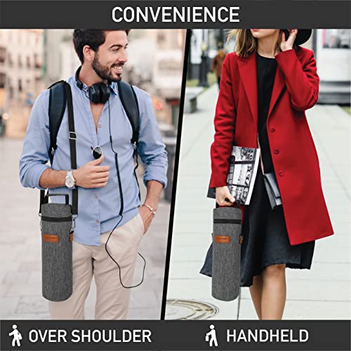 opux Wine Bag Single Bottle Carrier Tote, Insulated Wine Cooler Bag for Travel Picnic Beach with Shoulder Strap, Thermal One Bottle Holder Carrying Case Wine Gift for Women Men, Charcoal Gray - Image 5