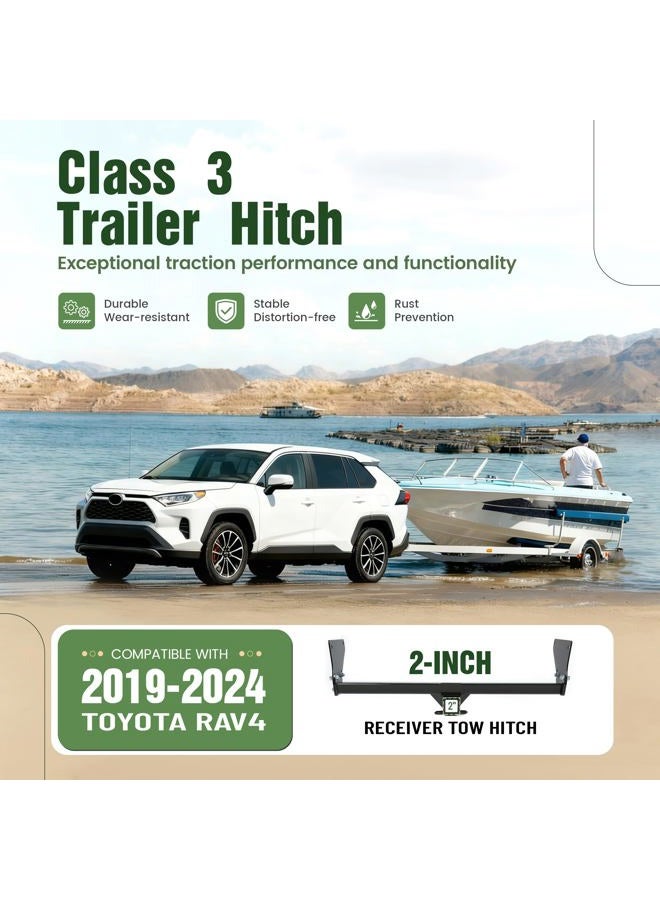 ALMULOO Class 3 Trailer Hitch Compatible with 2019-2024 Toyota RAV4, 2-Inch Receiver Tow Hitch Replacement for 13416, Powder Coated Steel - Image 2
