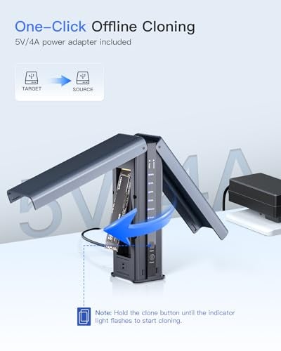 Inateck M.2 NVMe Dual SSD Enclosure with Cooling Fan, 10Gbps USB-C NVMe Docking Station for M.2 2230/2242/2260/2280 SSDs (M & B+M Key), SA02005 - Image 4