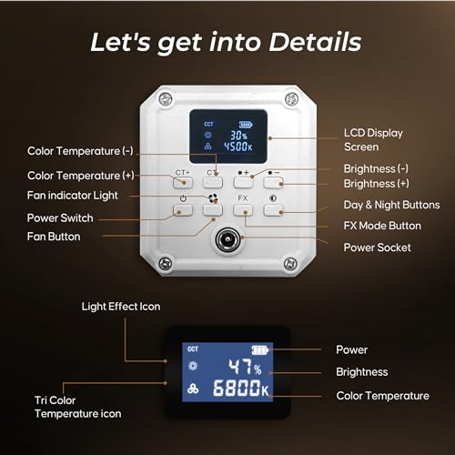 DIGITEK® (DCL 60WBC) 60W Bi Color Handheld Continuous LED Light with Diffuser & Remote, 9 Special Effect Modes, AC/DC Power - 2800K-6800K, Color Temp Control, 96 CRI, 7800 Lumen, Ideal for Shooting - Image 4