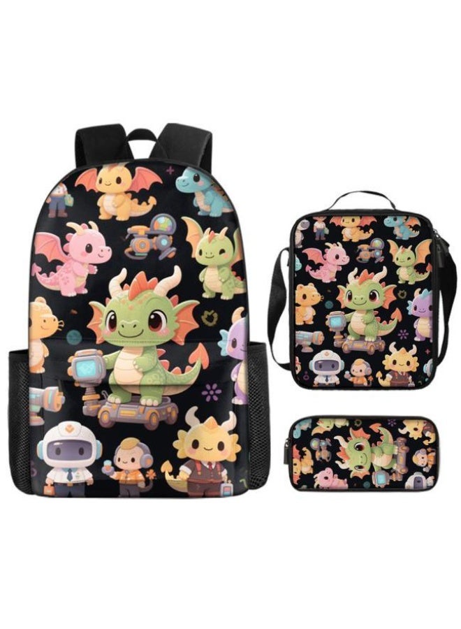 [Super new special offer] Cartoon theme bag three-piece set | double-shoulder + hand-held + storage pen bag | gift self-use good-looking - 1356  - Image 1