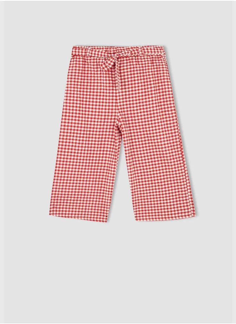 DeFacto Fitted Tie Waist Check Print Culotte Trousers