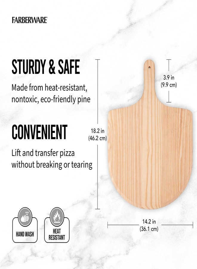 Farberware BBQ Pizza Peel to Transfer Large Pies and Serve, Oven Safe, Solid Pine Wood with Hanging Hole, 18 Inch - Image 3