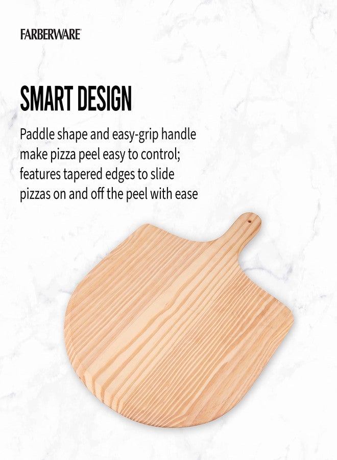 Farberware BBQ Pizza Peel to Transfer Large Pies and Serve, Oven Safe, Solid Pine Wood with Hanging Hole, 18 Inch - Image 4