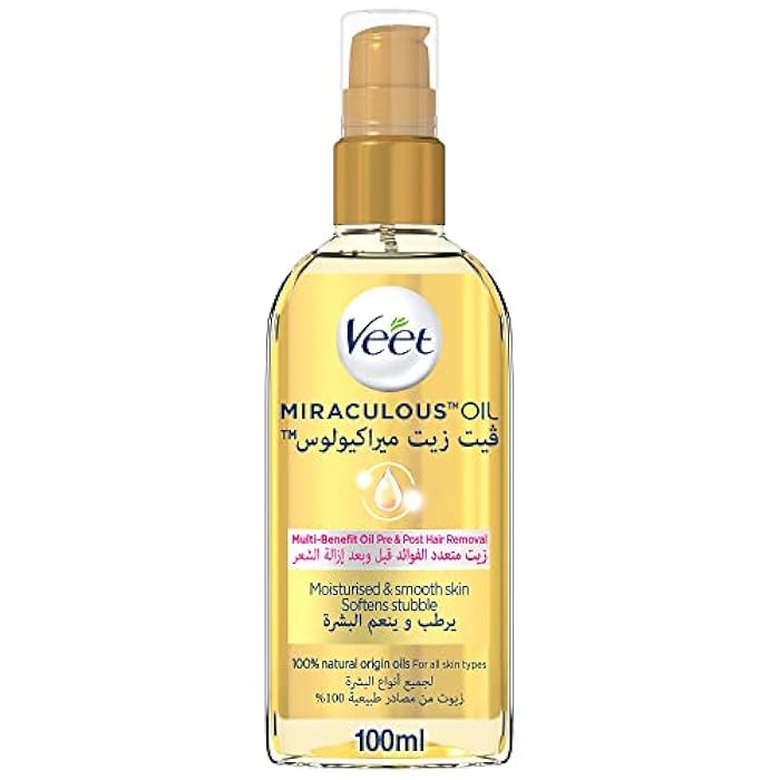 Veet Miraculous Multi-Benefit Pre & Post Hair Removal Oil with 100% Natural Origin Oils, 100 ml - Image 1