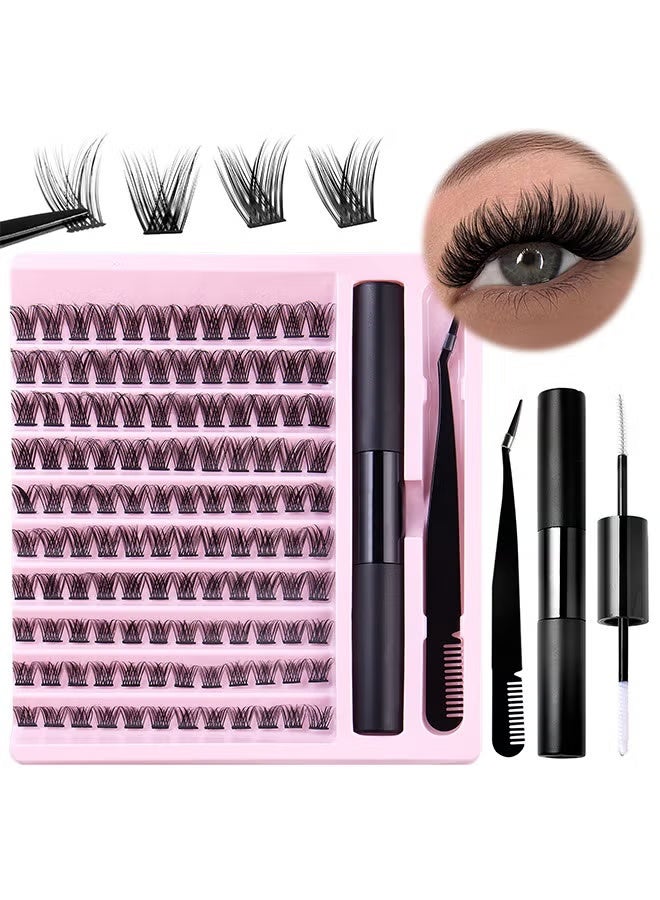 HTKCRX 120 Clusters C Curl Individual Lashes Cluster Lashes DIY Eyelash Natural Look 3D Effect Black Individual False Eyelashes With Eyelash Glue - Image 1