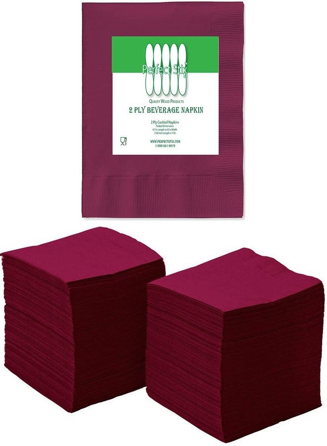 Perfectware - 2 Ply Burgundy Bev-250 2 Ply Burgundy Beverage Napkins- Pack of 250ct - Image 1