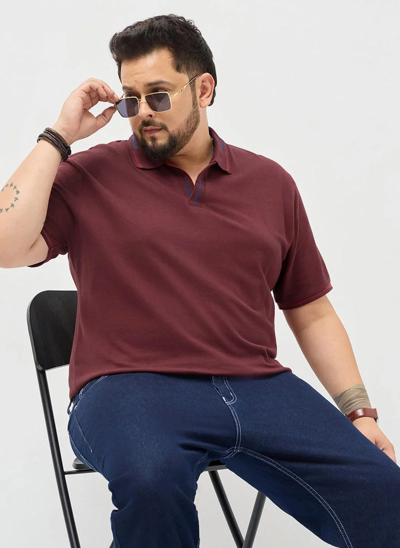 Urbano Fashion Urbano Plus Men's Maroon Solid Regular Fit Half Sleeve Cotton Polo T-Shirt