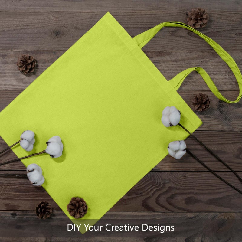 TOPDesign 6-Pack Economical 16"x15" Apple Green Cotton Tote Bag, Lightweight Medium Reusable Grocery Shopping Cloth Bags, Suitable for DIY, Advertising, Promotion, Gift, Activity - Image 2