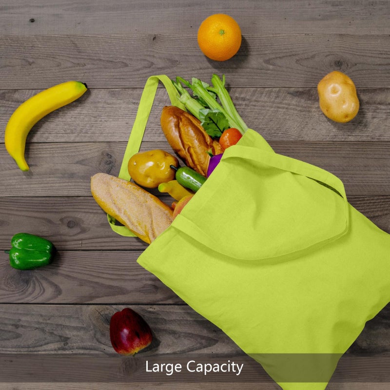 TOPDesign 6-Pack Economical 16"x15" Apple Green Cotton Tote Bag, Lightweight Medium Reusable Grocery Shopping Cloth Bags, Suitable for DIY, Advertising, Promotion, Gift, Activity - Image 5