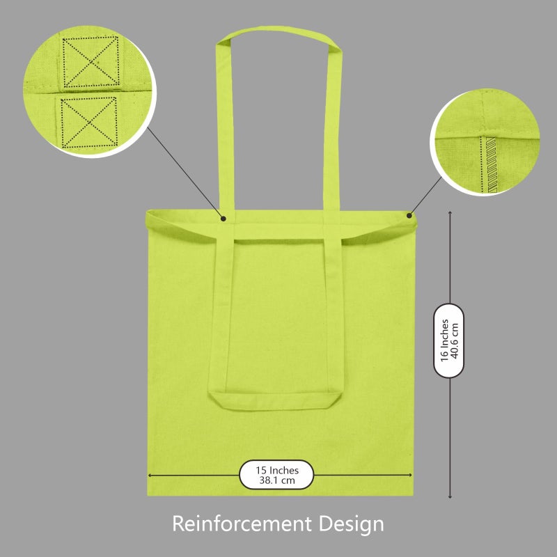 TOPDesign 6-Pack Economical 16"x15" Apple Green Cotton Tote Bag, Lightweight Medium Reusable Grocery Shopping Cloth Bags, Suitable for DIY, Advertising, Promotion, Gift, Activity - Image 4