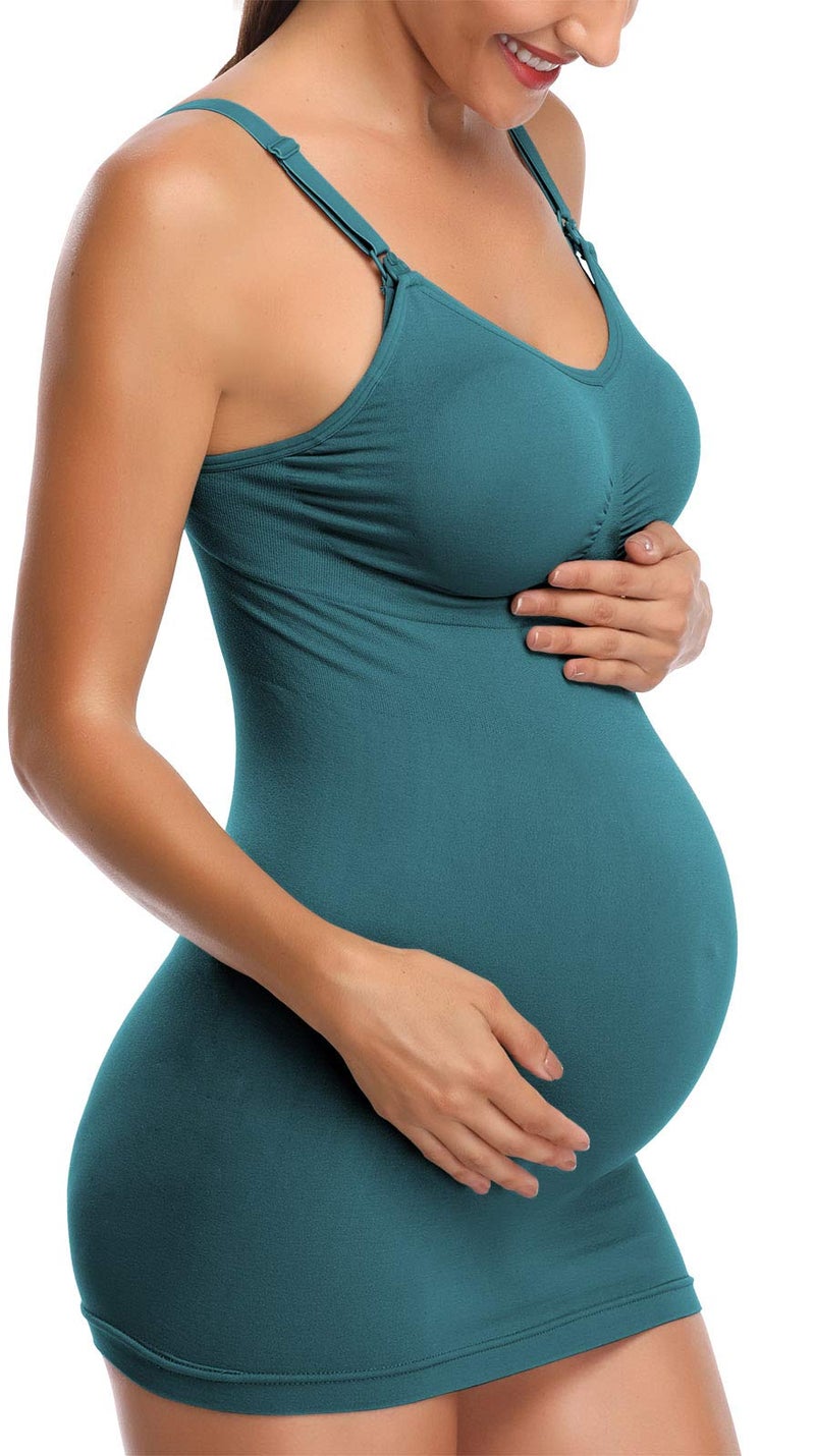 BRLIDO Womens Nursing Tank Tops Built in Bra for Breastfeeding Maternity Camisole Brasieres Color Black Grey Green Size L Pack of 3 - Image 5