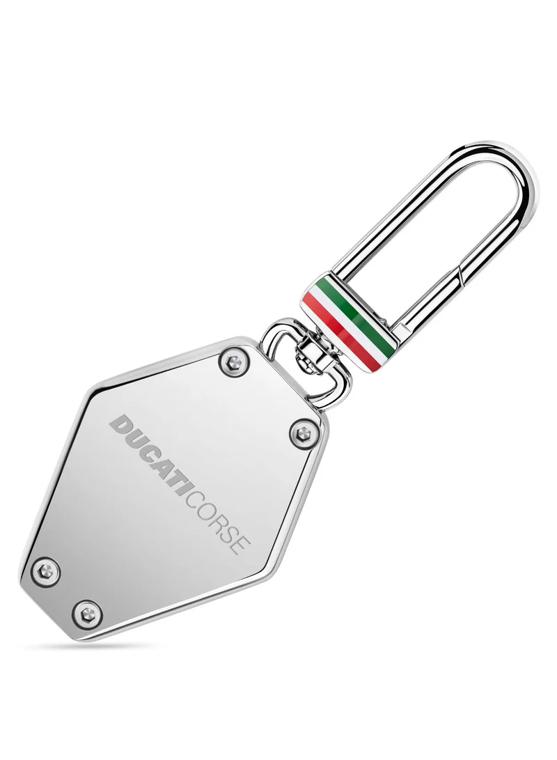 Ducati Tribuna Silver with Red Enamel Keyring for Men 61 mm