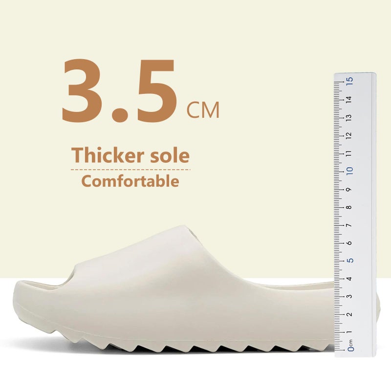 rosyclo Cloud Slippers for Women and Men, Recovery Slides Ultimate Comfort Lightweight Pillow Open Toe Thick Sole Shower Shoes House Indoor Outdoor Beach Sandals with Low Arch Support, Beige - Image 5