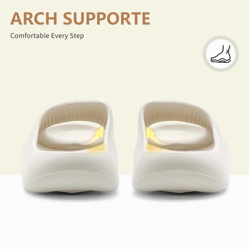 rosyclo Cloud Slippers for Women and Men, Recovery Slides Ultimate Comfort Lightweight Pillow Open Toe Thick Sole Shower Shoes House Indoor Outdoor Beach Sandals with Low Arch Support, Beige - Image 4