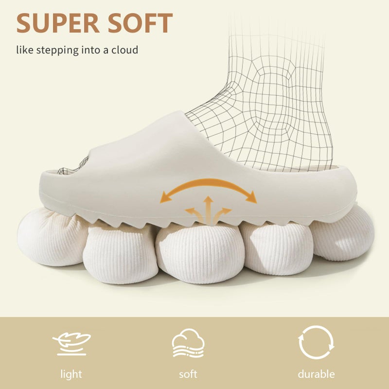 rosyclo Cloud Slippers for Women and Men, Recovery Slides Ultimate Comfort Lightweight Pillow Open Toe Thick Sole Shower Shoes House Indoor Outdoor Beach Sandals with Low Arch Support, Beige - Image 3