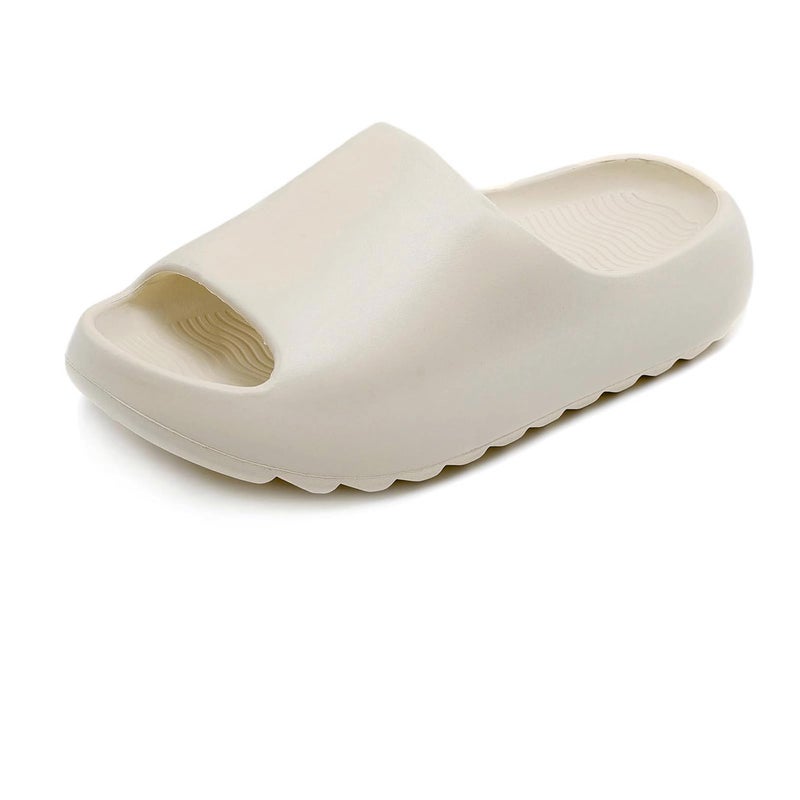 rosyclo Cloud Slippers for Women and Men, Recovery Slides Ultimate Comfort Lightweight Pillow Open Toe Thick Sole Shower Shoes House Indoor Outdoor Beach Sandals with Low Arch Support, Beige - Image 1