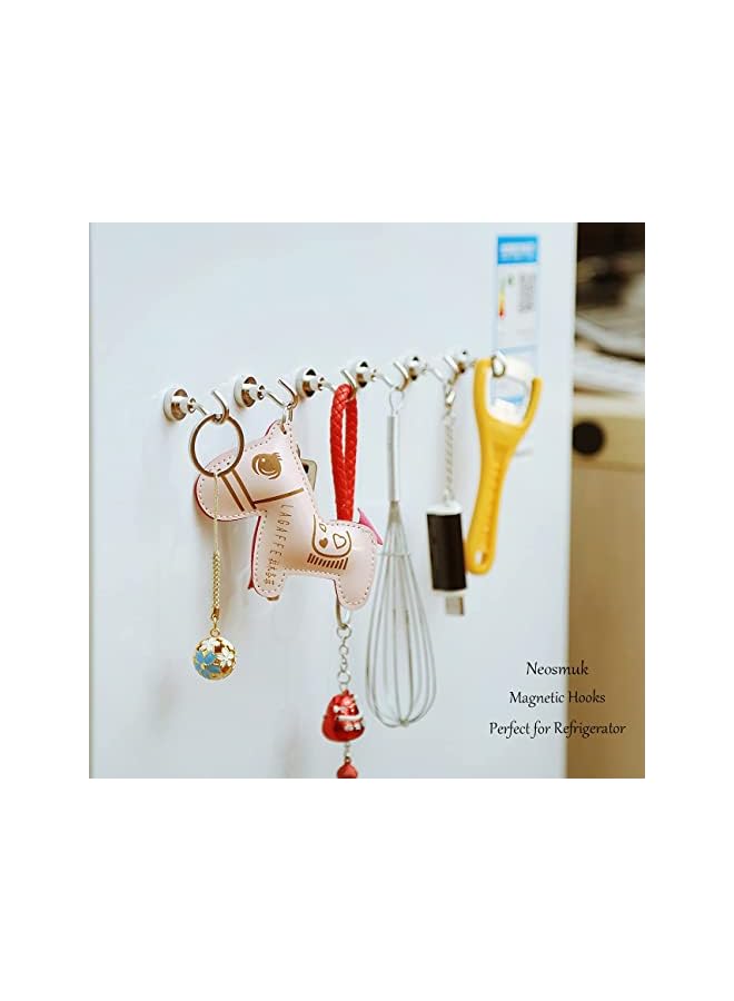 PROMASS promass Magnetic Hooks, 27+ lb Strong Magnet with Hook for Fridge, Super Neodymium Extra Strength Industrial Hooks for Hanging, Magnetic Hanger for Toolbox, Cruise, Grill, Coat and Storage （ 12 Pcs ）  - Image 2