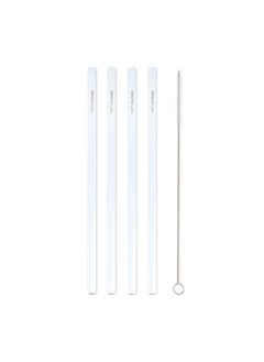BRIGHTLY LABS Stainless Steel Reusable Drinking Straws Set of 4 with Cleaning Brush - Eco-Friendly Metal Straws for Drinks, Cocktails, Smoothies - Durable, Hygienic, and Sustainable Alternatives to Plastic  - Image 1