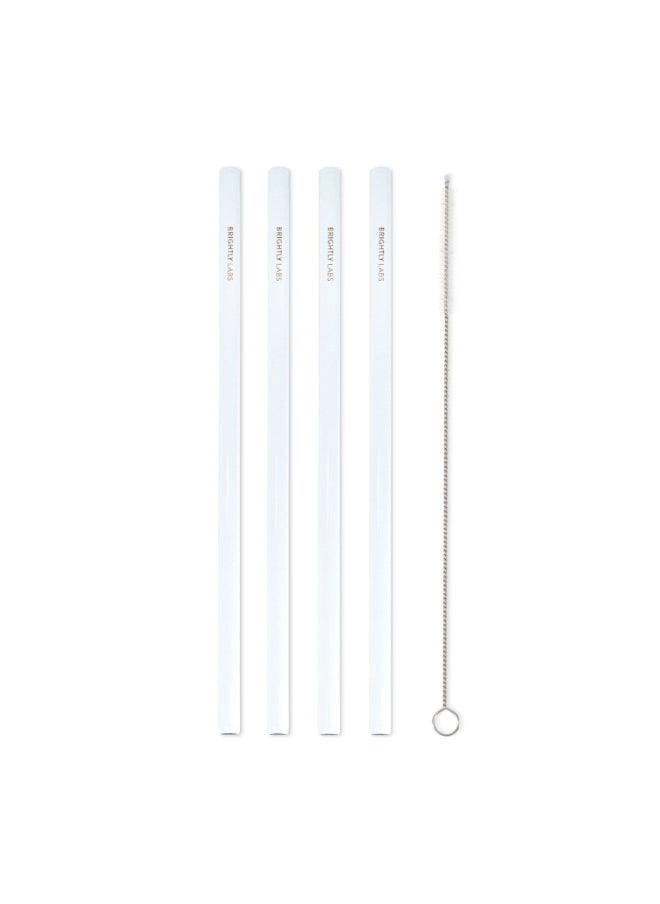 BRIGHTLY LABS Stainless Steel Reusable Drinking Straws Set of 4 with Cleaning Brush - Eco-Friendly Metal Straws for Drinks, Cocktails, Smoothies - Durable, Hygienic, and Sustainable Alternatives to Plastic  - Image 1
