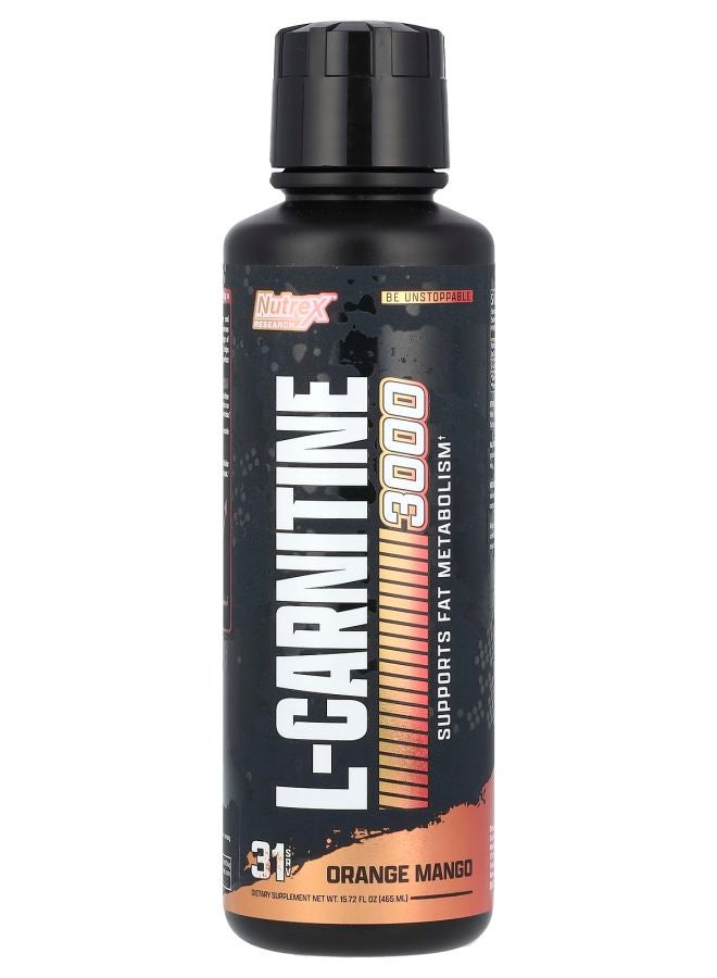 Nutrex Research L-Carnitine 3000 Orange Mango 15.72 fl oz (465 ml)
