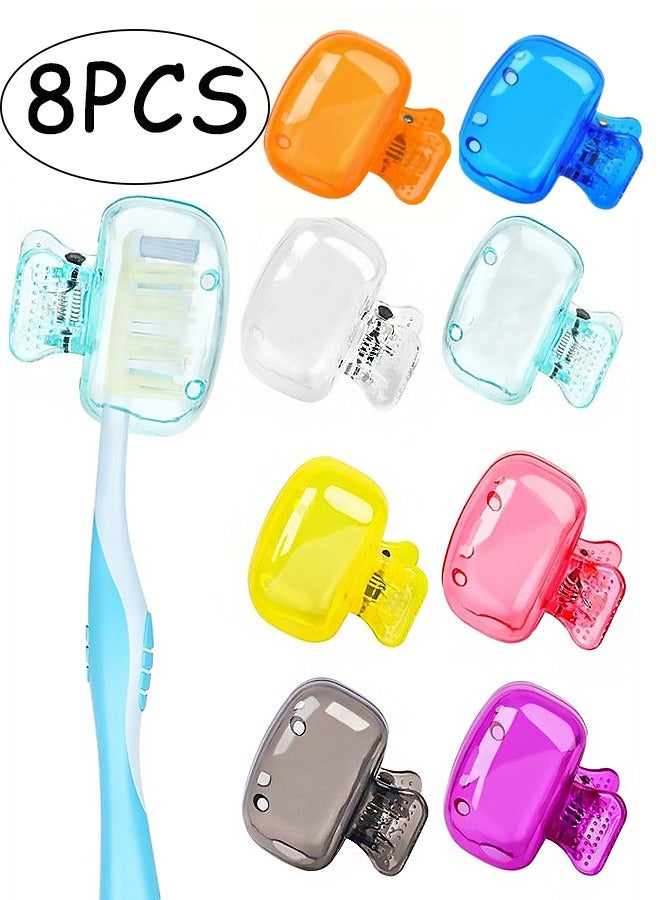 8 Pieces Travel Toothbrush Head Covers Portable Protector Pod Cases for Household Travel School Bathroom and Camping - Image 1