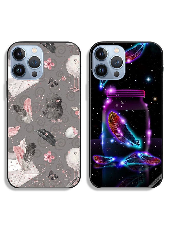 Covernex Two Cases For Apple iPhone 13 Pro Protective Covers Feathers Chicks and Feathers in Jar - Image 1