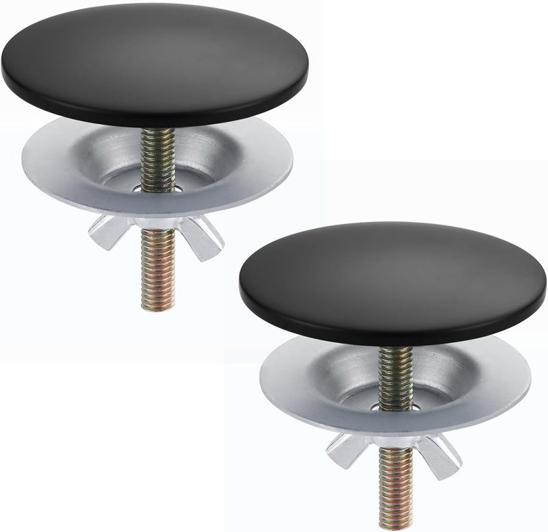 ALEASHA Brass Metal Faucet Hole Cover, 2-PCs Plug for Sink Countertop, Matte Black - Image 1