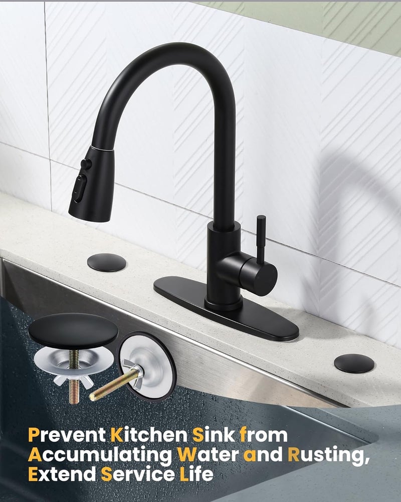ALEASHA Brass Metal Faucet Hole Cover, 2-PCs Plug for Sink Countertop, Matte Black - Image 4