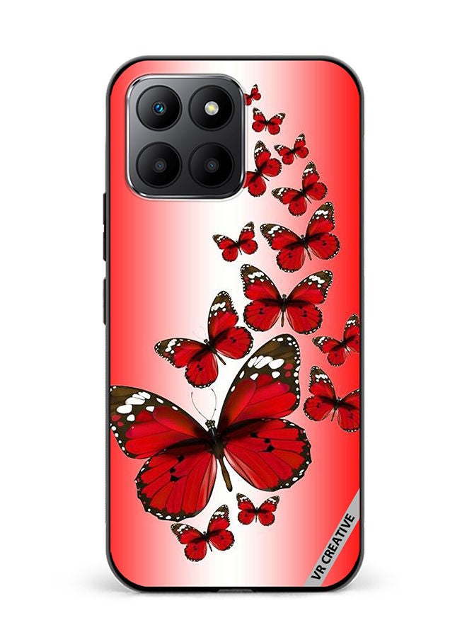 VR CREATIVE Protective Case Cover For Honor 70 Lite Red Flying Butterflies Design Multicolour - Image 1