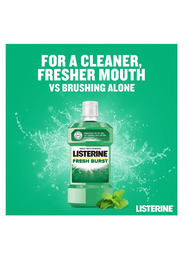 Listerine Fresh Burst Daily Mouthwash With Germ Killing Oral Care Formula To Reduce Plaque 500ml  - Image 2