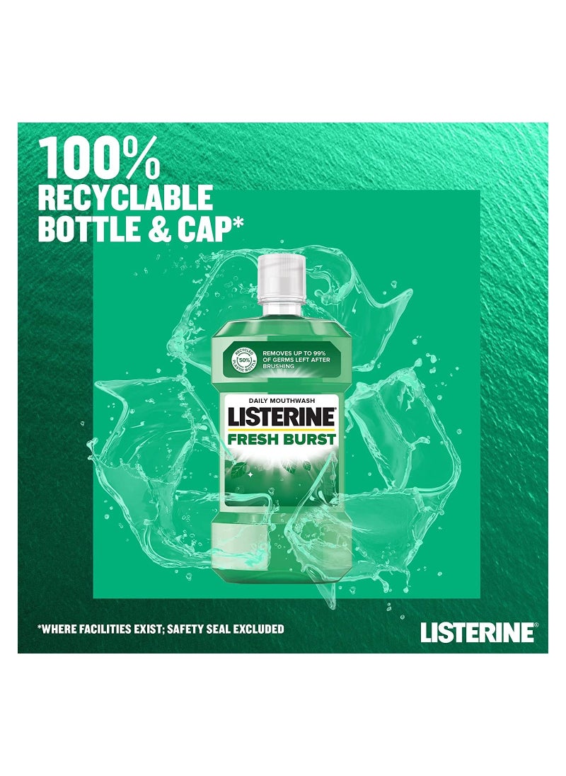 Listerine Fresh Burst Daily Mouthwash With Germ Killing Oral Care Formula To Reduce Plaque 500ml  - Image 3