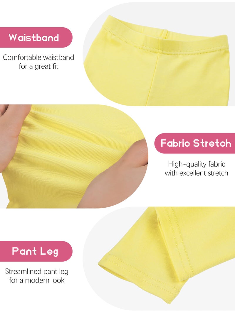 Resinta 6 Pack Girls Cotton Leggings Kids Pull On Leggings Elastic Waistband Stretchy Full Length Footless Soft Tights Pants - Image 3