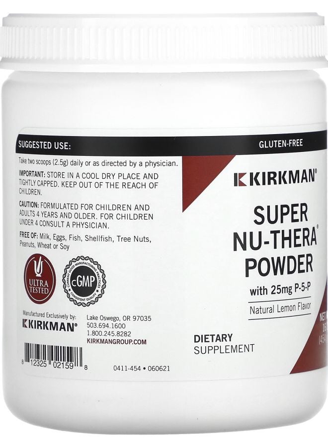 Kirkman Labs Super Nu-Thera Powder with P-5-P Natural Lemon 16 oz (454 gm) - Image 2