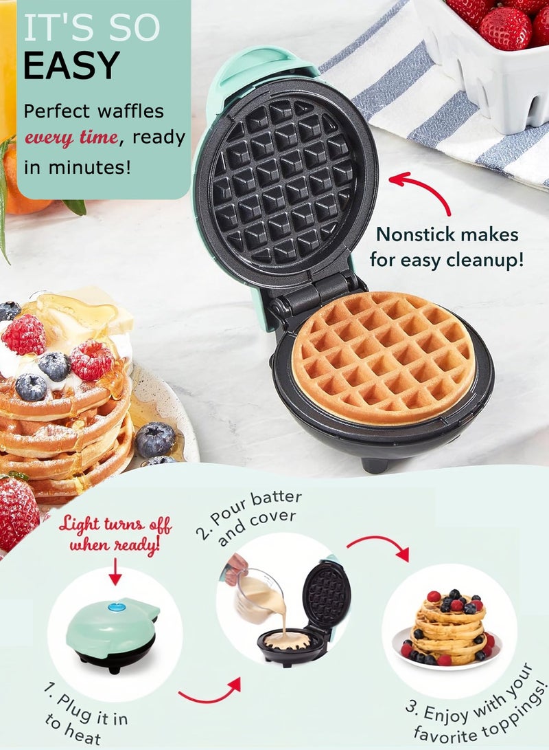 هوميفاي صانعة الوافل المصغرة 4 بوصة، صانعة وافل داش متعددة الوظائف، وافل بلجيكي، بطاطس مهروسة، وجبات كيتو، ساندويتش، كرات البيض، آلة وافل مدمجة، سطح غير لاصق، 220 فولت. - Image 3