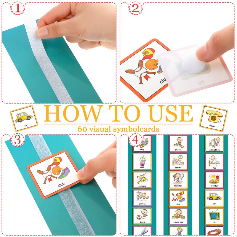 Geyee 60 Pcs Kids Visual Schedule Cards Daily Routine Chart Visual Wall Planner Cards Bulk for Autism Learning Materials Aspergers ADHD Home School Education Behavioral Tool(Royal Blue) - Image 3