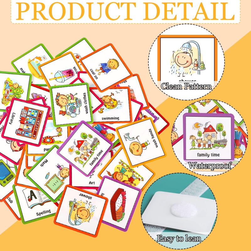 Geyee 60 Pcs Kids Visual Schedule Cards Daily Routine Chart Visual Wall Planner Cards Bulk for Autism Learning Materials Aspergers ADHD Home School Education Behavioral Tool(Royal Blue) - Image 4