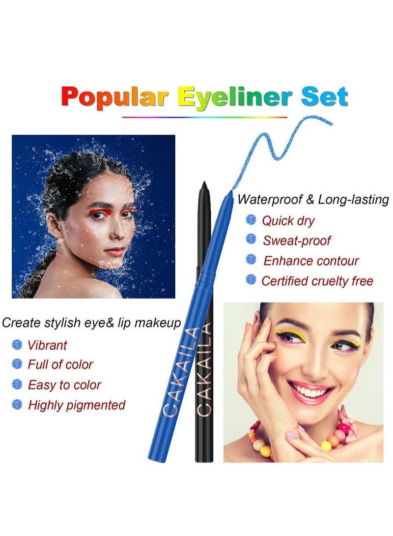 CAKAILA 18 Colours Eyeliner Pencil Set Eye Shadow Pencil Pearl Eyeliner Kit Metallic Eyeliner Pencil Glitter Colored Eyeliner For Women Liner Professional Waterproof Retractable Eye Makeup  - Image 3