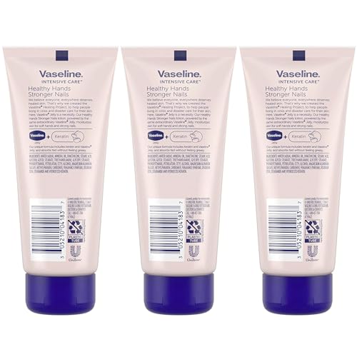 Vaseline Lotion, Healthy Hands Stronger Nails with Keratin 3-Pack – Intensive Care Hand Lotion with Petroleum Jelly, 3.4 Oz Ea - Image 2