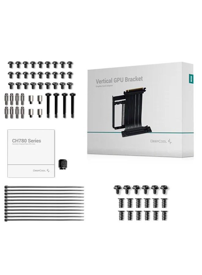 DEEPCOOL CH780 – Panoramic Tempered Glass Dual‑Chamber ATX+ Case, Vertical GPU Mount, PCIe 4.0 Riser, 3×140 mm ARGB Trinity Fans, Magnetic Filters, Swing‑Out GPU Arm & Massive Cooling Support - Black - Image 5