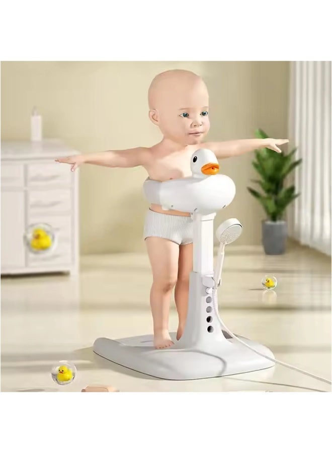 Adjustable Baby Bath Support Stand Up Bath Support for Kids Baby Bath Support Baby Bathtub Infant Bathtub Duck Assistant Support for Mothers for Bathing Diaper and Clothes Changing Cute Cartoon Design with Duck Sound Non Slip Base with 8 Claws Suitable for 6-36 Months - Image 3