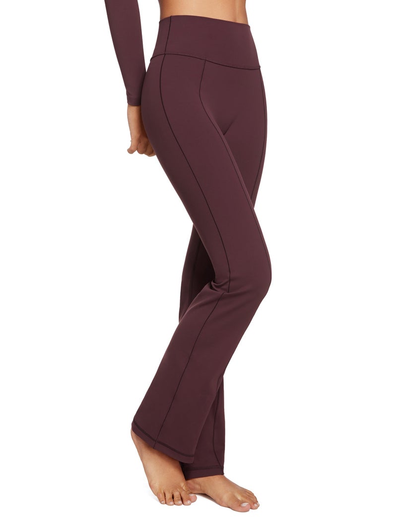 INGIA High Waist Mini Flared Leggings for Women 31" Bootcut Tummy Control Casual Lounge Yoga Pants Americano (Plumbrown) Medium - Image 1