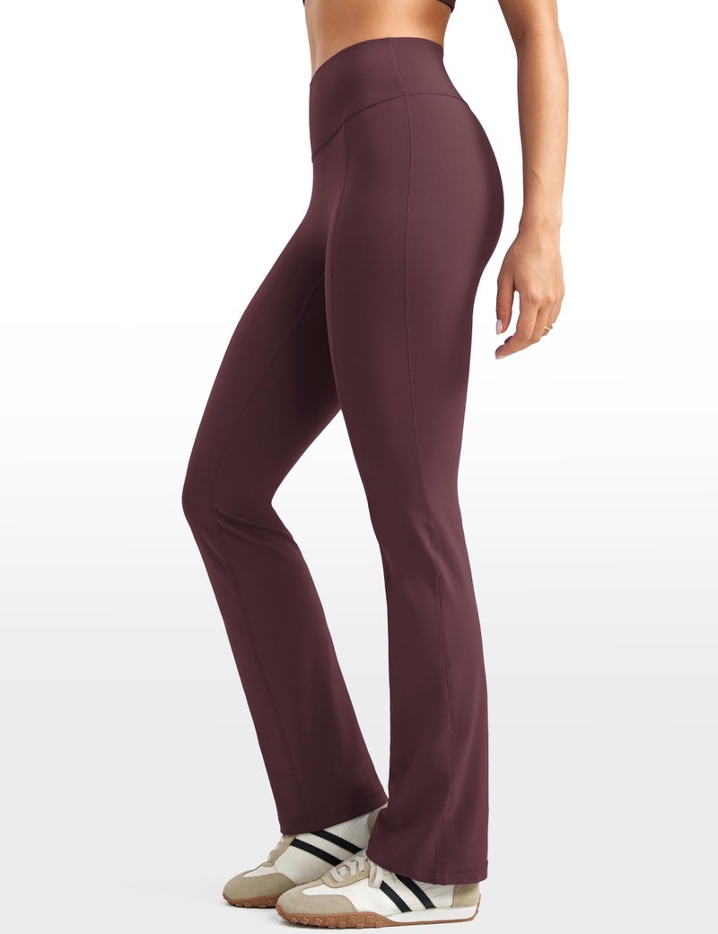 INGIA High Waist Mini Flared Leggings for Women 31" Bootcut Tummy Control Casual Lounge Yoga Pants Americano (Plumbrown) Medium - Image 2