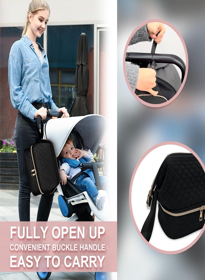 MELINON Double-Layer Wearable Breast Pump Bag for Elvie and Medela Pumps - Insulated Pockets and Waterproof Mat Included - Stylish Carrying Case for Moms on the Go (Black) - Image 5