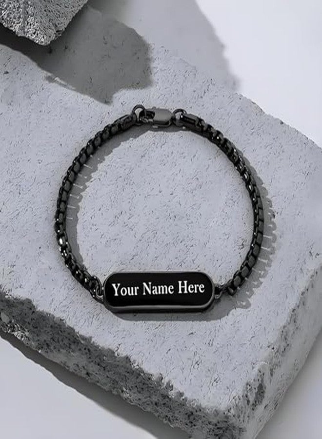 Oblivion Bracelet for Men – Black Color Personalized Rakhi Bracelet, Engrave Name or Message for Special Occasion Raksha Bandhan for Brothers, Customized Stylish Adjustable Wrist Accessory (Pack of 2) - Image 4