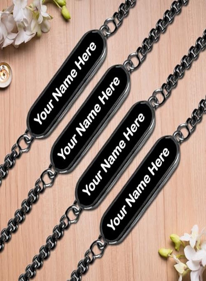 Oblivion Bracelet for Men – Black Color Personalized Rakhi Bracelet, Engrave Name or Message for Special Occasion Raksha Bandhan for Brothers, Customized Stylish Adjustable Wrist Accessory (Pack of 2) - Image 3
