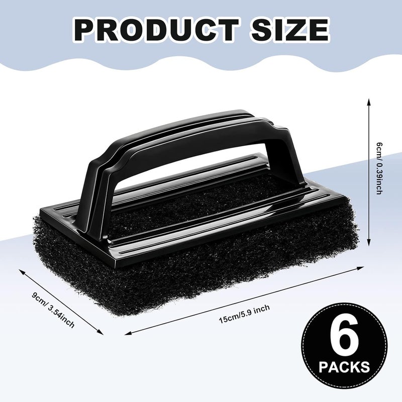 Suclain 6 Pcs Screen Printing Scrub Pad with Black Handle Screen Print Ink Scrub Brush Chemical Resistant Scrub Cleaner Screen Printing Supplies for Degreasing Reclaiming Mesh Frames Silkscreen Ink Remover - Image 2