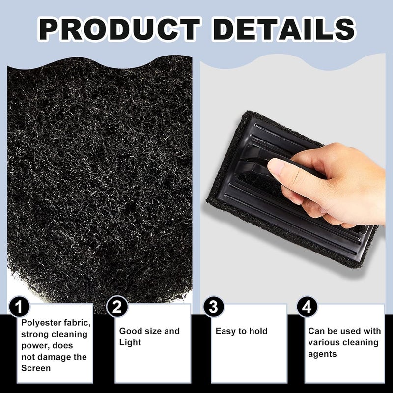 Suclain 6 Pcs Screen Printing Scrub Pad with Black Handle Screen Print Ink Scrub Brush Chemical Resistant Scrub Cleaner Screen Printing Supplies for Degreasing Reclaiming Mesh Frames Silkscreen Ink Remover - Image 3
