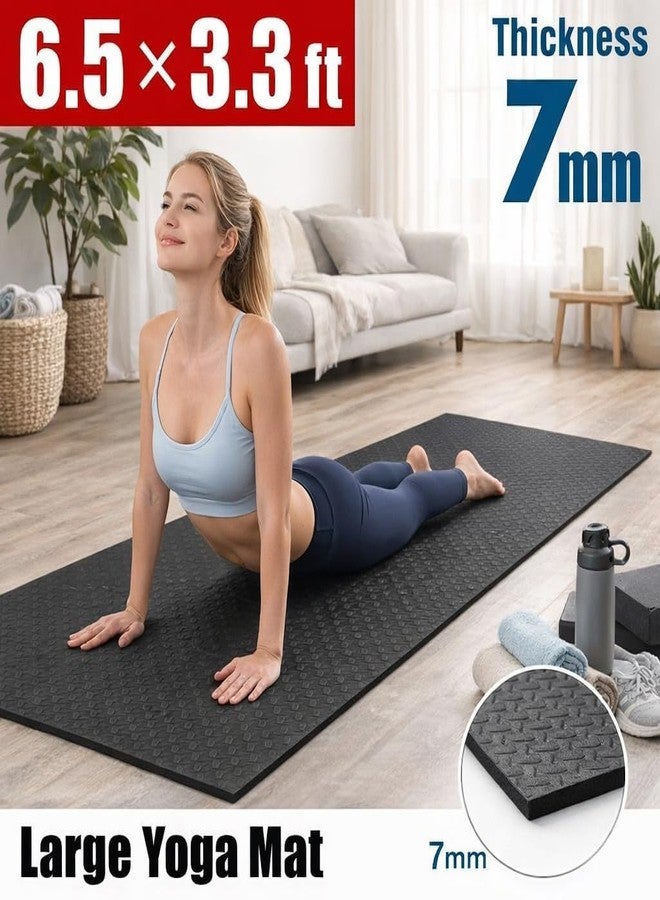 Japard Large Workout Exercise Mat 7' x 3', Extra Wide Pilates Mat 7mm Thick EVA Foam, Non-Slip Home Gym Floor Mat for Yoga, Stretching, Stationary Bike, Treadmill & Fitness Equipment - Image 2