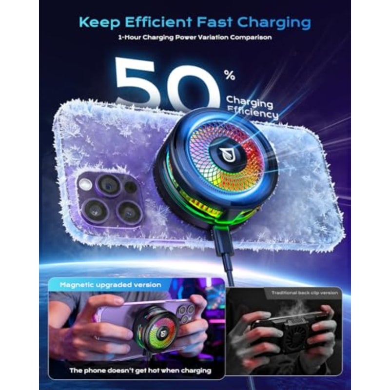 25W Qi2 Certified Magnetic Charger with Cooling System - Phone Cooler for Gaming, Magsafe Charger for iPhone 17/16/15/14/13/12 Series - Image 4